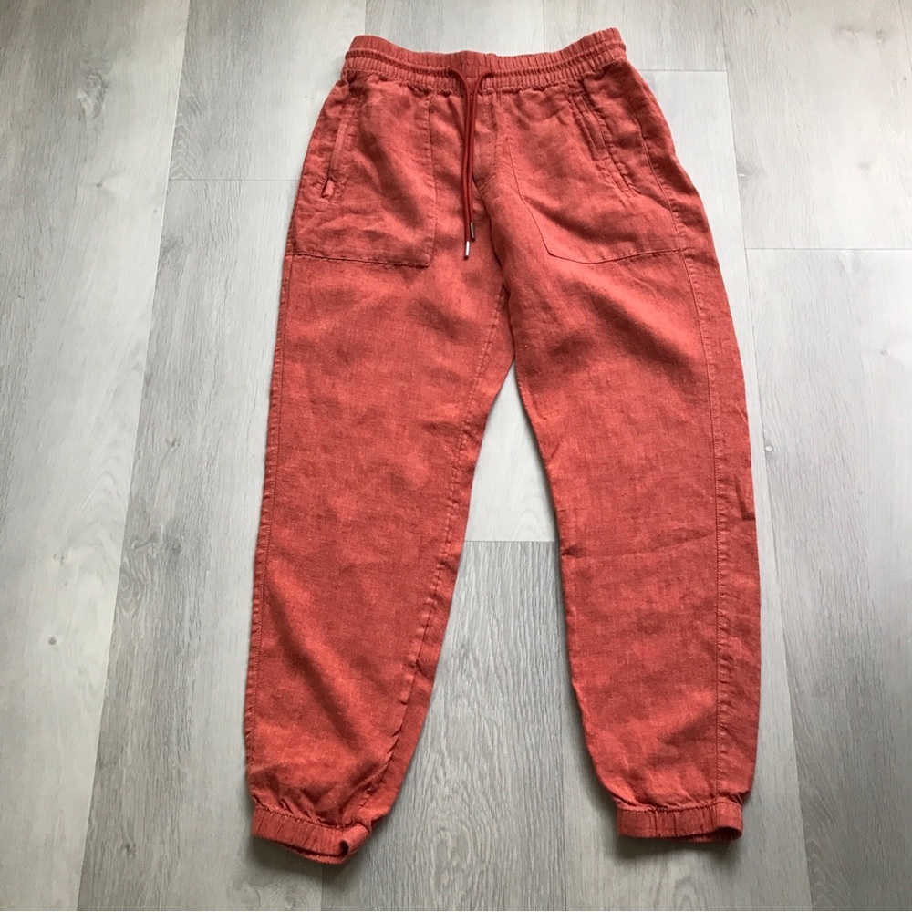 ATHLETA RED LINEN JOGGER PANTS WOMENS 2